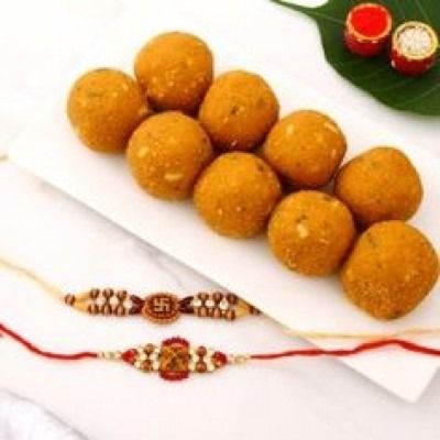 1 Kg Fresh Besan Laddoo + Rakhi For India