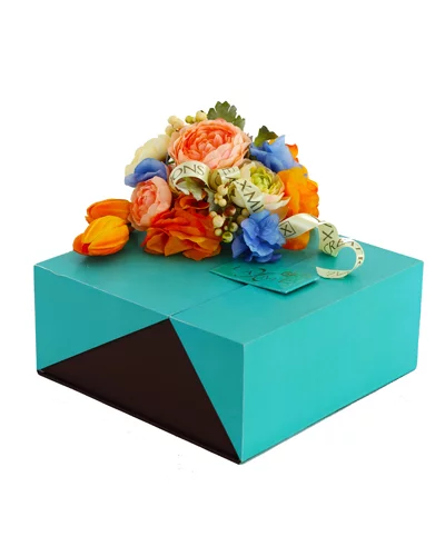 Indonesia – Beautiful Orange and Blue Flowers with Cake