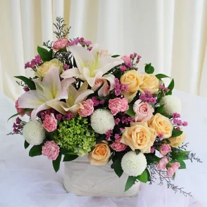 White & Pink Colorful Flower Arrangement