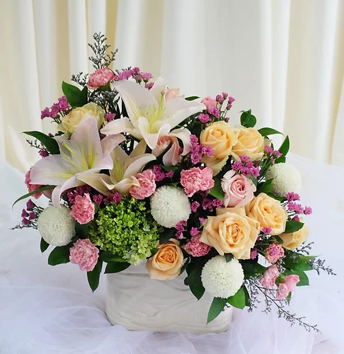 White & Pink Colorful Flower Arrangement