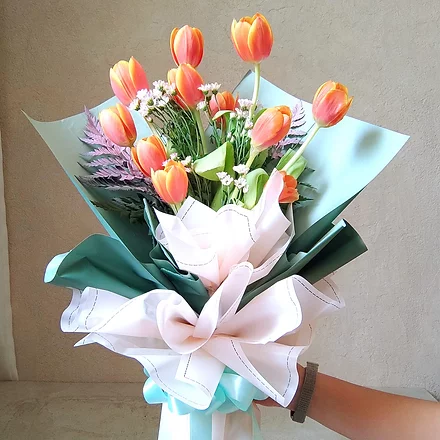 Orange Tulips Hand Bouquet
