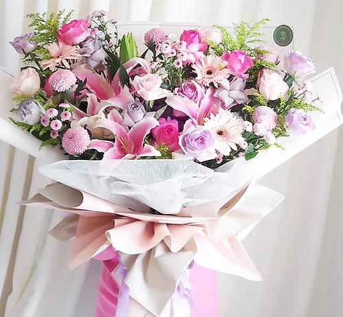 Pink Rose and Lily Hand Bouquet