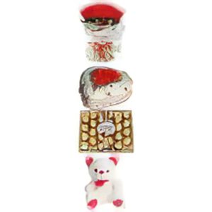 Roses Supreme + 24 Pcs Ferrero Rocher + Sweet Heart Cake + Cuddly Teddy (India Only)